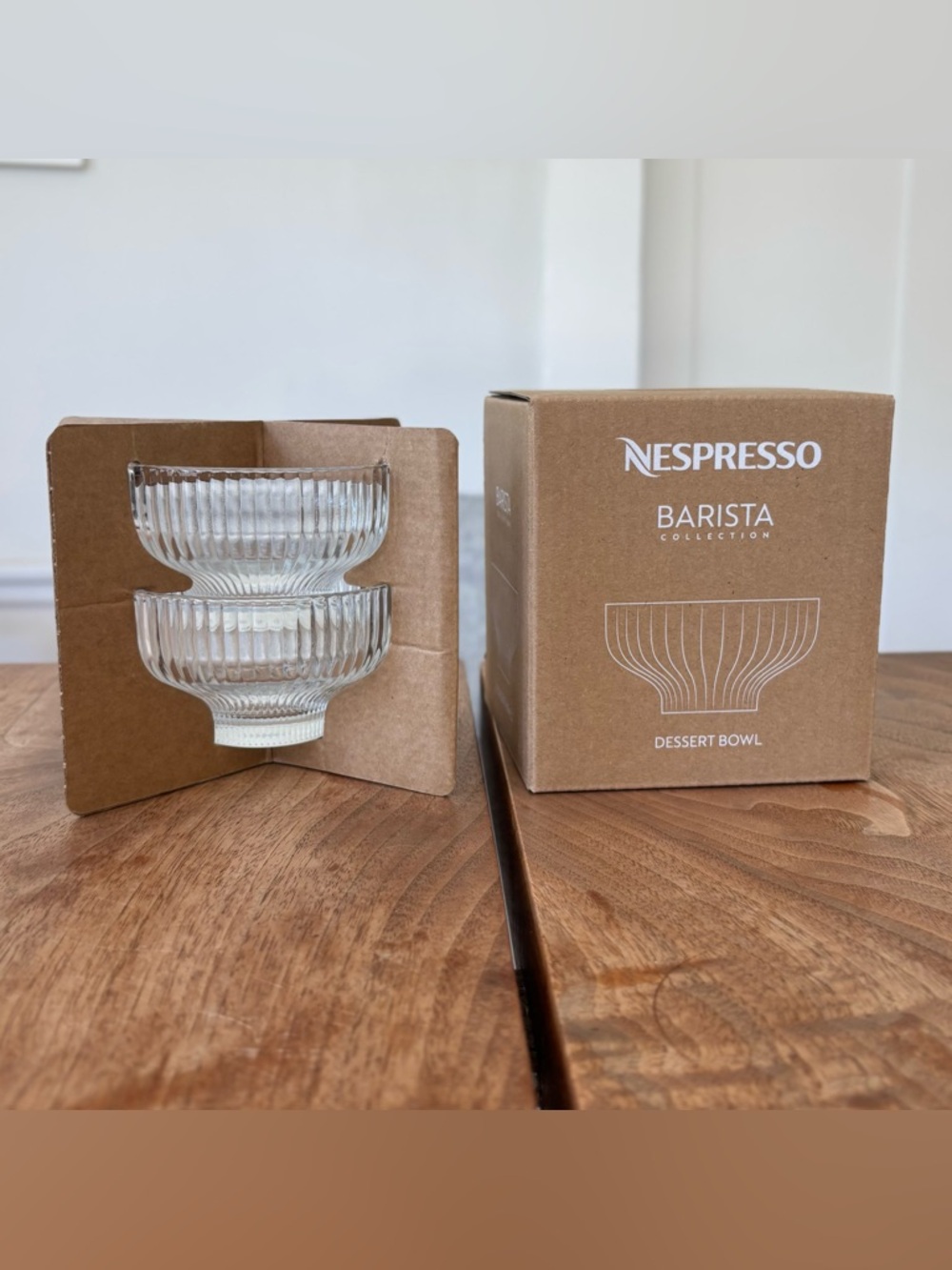 Nespresso Dessert Bowls - Set of 2 Affogato Glass Ribbed Bowls - Picture 9 of 12
